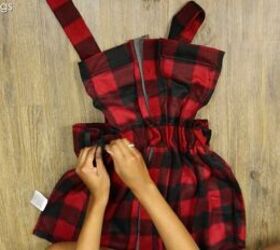 diy overall dress from a large flannel shirt no sewing
