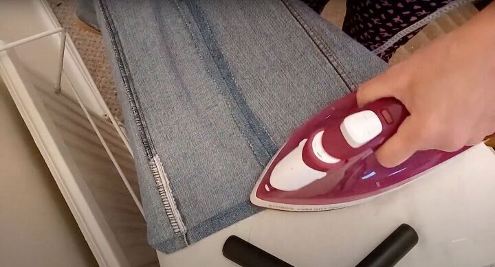 thrift flip how to upcycle jeans, Iron the seams