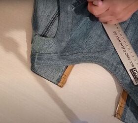 thrift flip how to upcycle jeans, Stencil the markings for the crystals