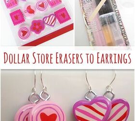 diy dollar store eraser valentine earrings