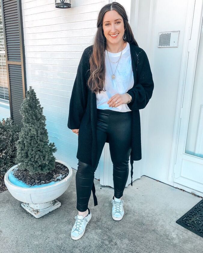 4 ways to style faux leather leggings