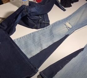 diy distressed jeans, Cut pieces to add to the bottom
