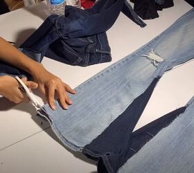 diy distressed jeans, Cut off the hem