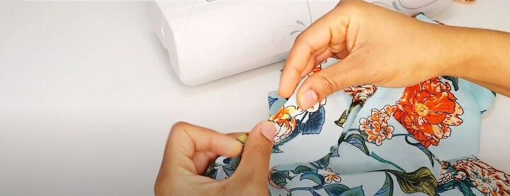 make a puff sleeve wrap maxi dress, Fold and stitch