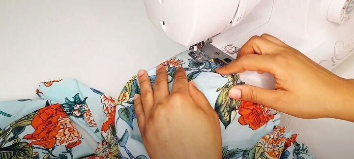make a puff sleeve wrap maxi dress, Sew on the sleeve