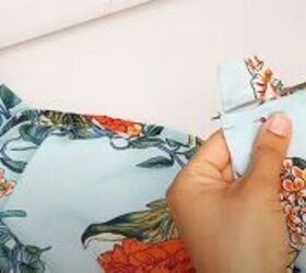 make a puff sleeve wrap maxi dress, Trim the fabric