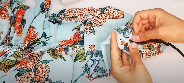make a puff sleeve wrap maxi dress, Use a safety pin