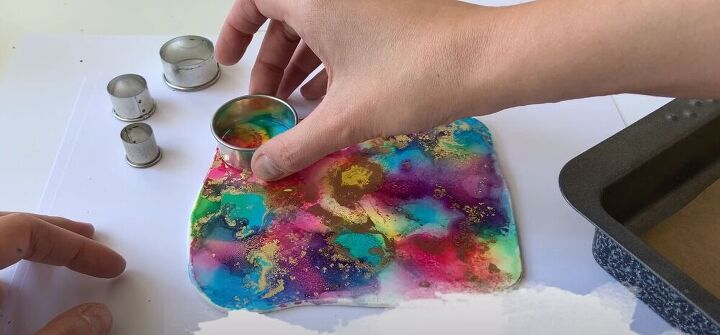 diy rainbow galaxy earrings from polymer clay, How to make rainbow earrings