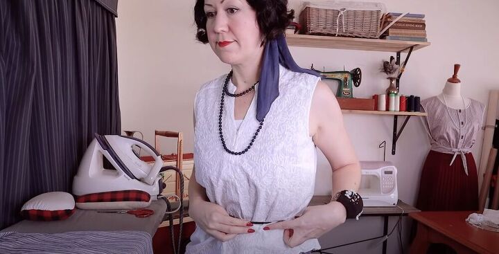 cute corset cover upcycle, Try on the blouse