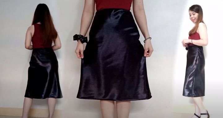 midi skirt from scratch, DIY silk midi skirt