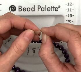 easy beautiful diy beaded necklace for beginners, Place the wire through crimping bead