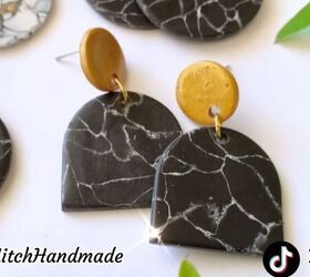 make your own marbled clay earrings in a few steps, Stunning marbled clay earrings