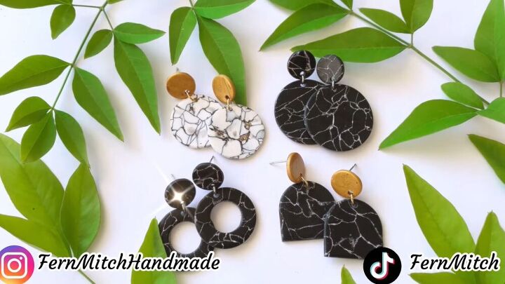 make your own marbled clay earrings in a few steps, Fun DIY Marble clay earrings