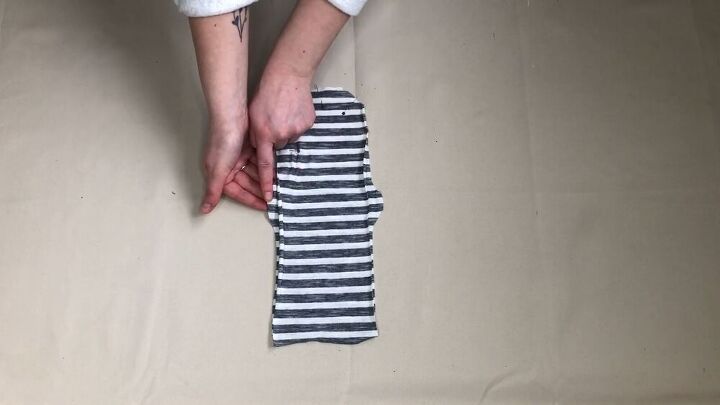 diy socks from an old t shirt easy simple inexpensive, Stretch the fabric around protrusions
