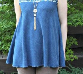 upcycle a skirt and scarf into a boho swing tank top