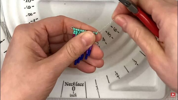 make your own stunning seed bead earrings in a few simple steps, Add chains to chevron earring