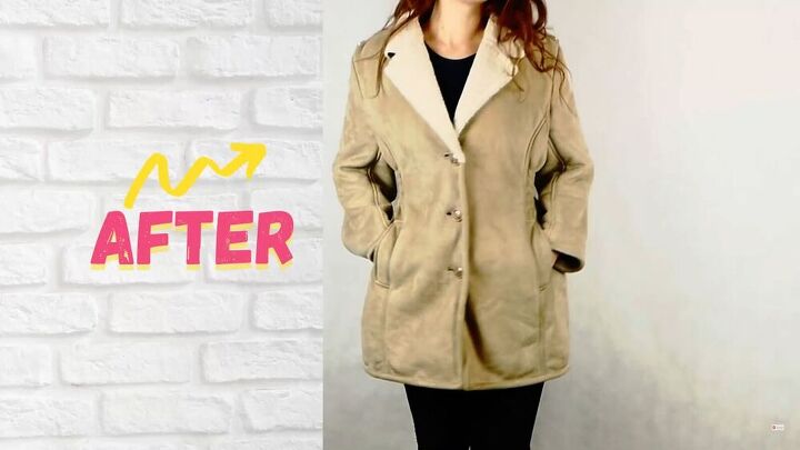 turn an oversized sherpa coat into something fitted and stylish, Front view sherpa coat