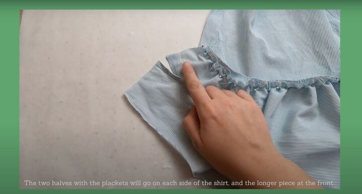 men s shirt refashion make a dress from a dress shirt, Sew on the ruffles