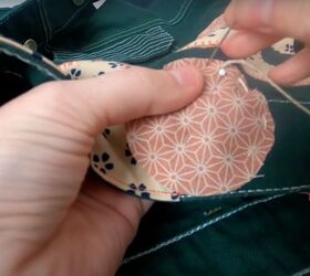how to applique denim jacket, Hand stitch the shapes