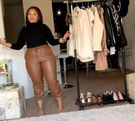 style your faux leather sweatpants 5 ways to look glamorous, Wear a black turtleneck