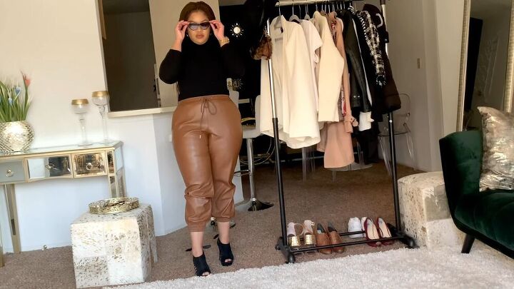 style your faux leather sweatpants 5 ways to look glamorous, Wear sunglasses