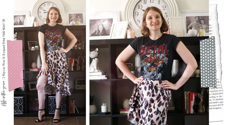 five ways to wear a leopard print midi skirt, Basic leopard print skirt style