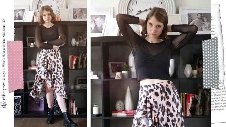 five ways to wear a leopard print midi skirt, Easy leopard print skirt style