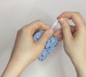 how to sew diy hair scrunchies by hand, Tie knot elastic hair scrunchie