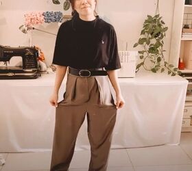 90s inspired high waisted pants, Front view of the pants