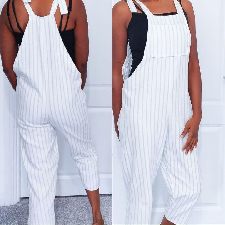 refashion duvet cover into an overalls jumpsuit, Final Product