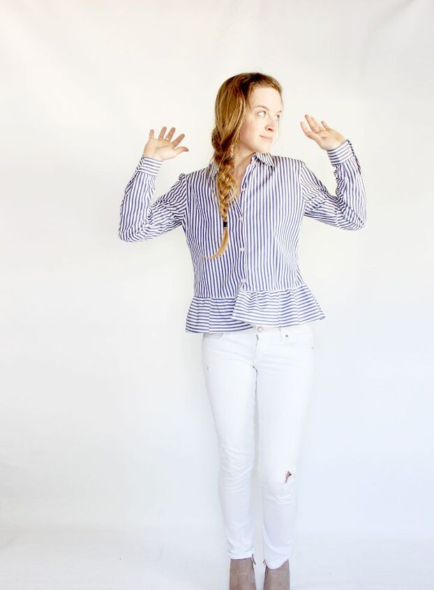 refashioned button down with peplum