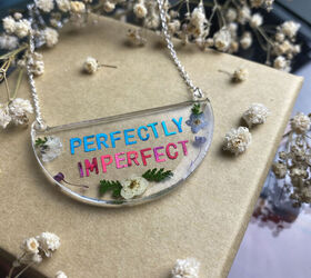 diy pressed flower resin quote necklace