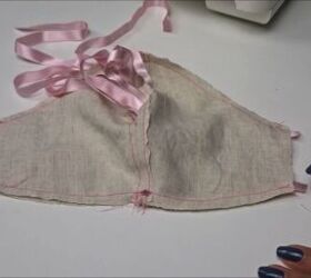 how to sew a face mask with a filter pocket, Face mask ribbon