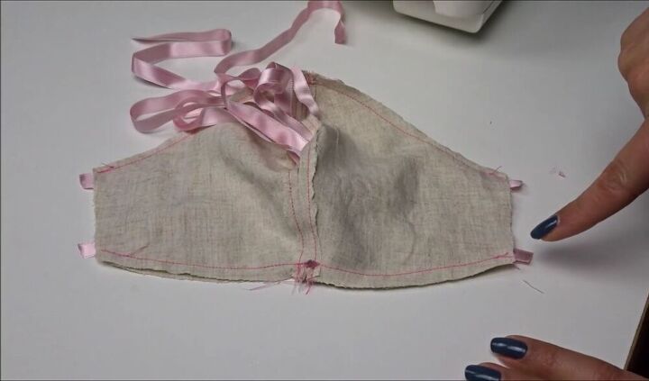 how to sew a face mask with a filter pocket, Face mask ribbon