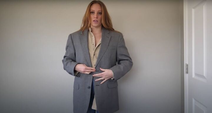 how to upcycle a 5 men s blazer into a trendy two piece set, Blazer upcycle