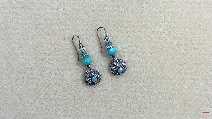 make sparkly fashionable diy earrings in under an hour, Beaded turquoise earrings