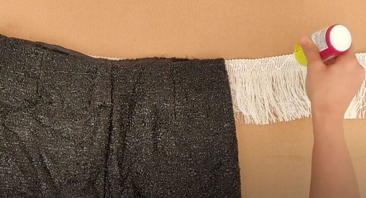 no sew fringe skirt, Add fabric glue