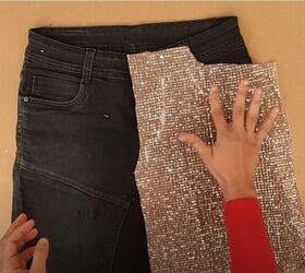 no sew diy sequin skirt, Stick on the sequins