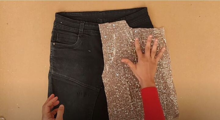 no sew diy sequin skirt, Stick on the sequins