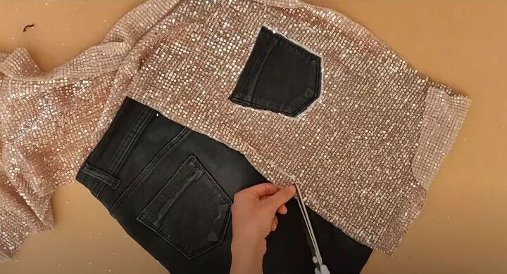 no sew diy sequin skirt, Repeat at the back