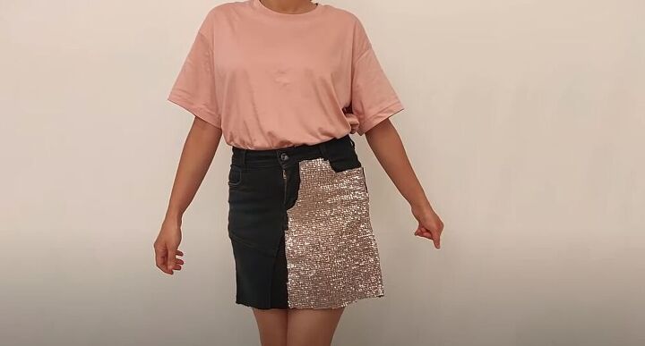 no sew diy sequin skirt, Sequin skirt tutorial