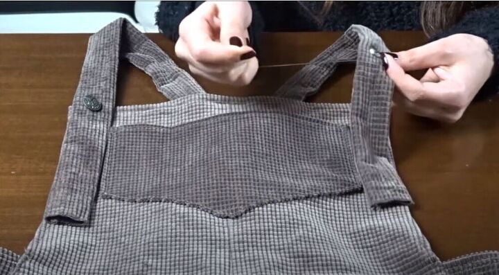 overall dress thrift flip, Sew on buttons