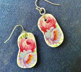 how to create unique earrings from an old plate, Broken China earrings