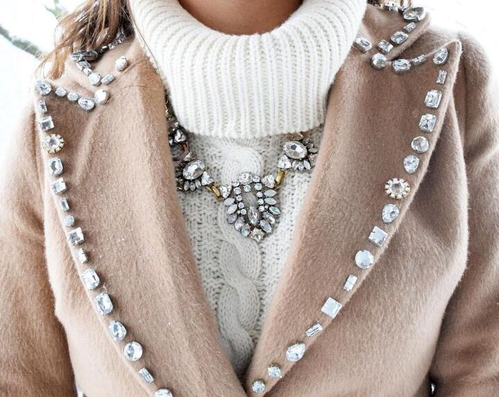 jacket diy ideas five amazing tutorials to try, Snow is best with a little sparkle