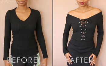DIY Lace-Up Off the Shoulder Top (No Sewing)