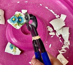 how to create a beautiful brooch pin from an old teacup, Cutting china teacup