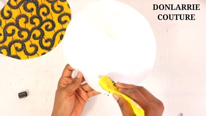 get your glam on make a diy fascinator without breaking the bank, Glue the fabric