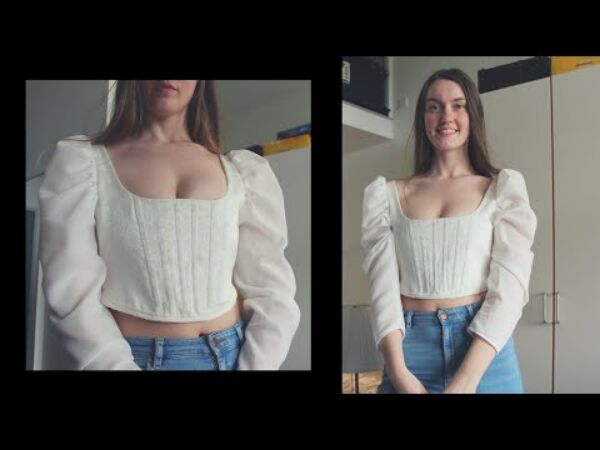 gorgeous corset top with sleeves pattern tutorial, How to sew a corset top Completed top