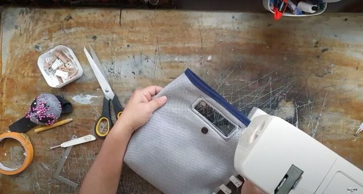 how to diy tote bag using pencil cases, Finish the sides