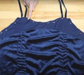 trending fashion make your own velvet drawstring dress, Sew in the pockets